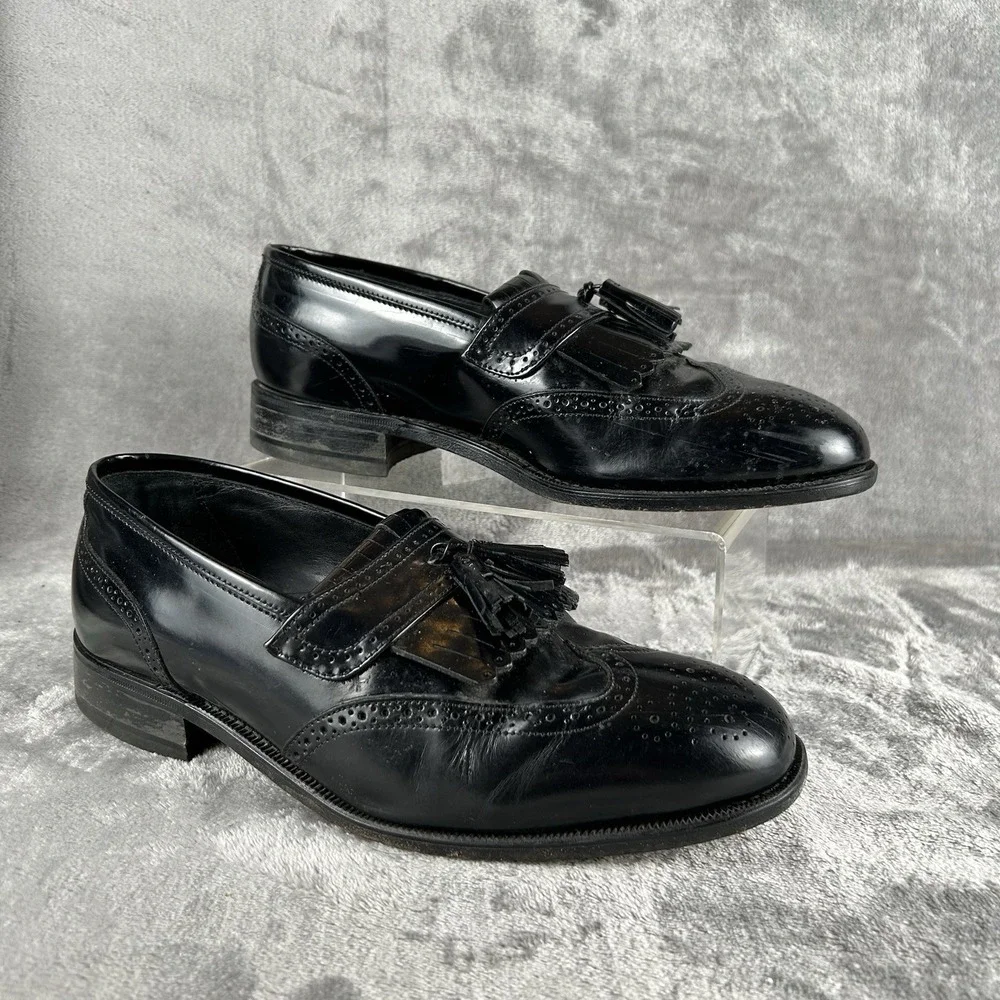 Florsheim Lexington Wingtip Tassel Loafers Men 9 Wide Black Classic Dress Shoes